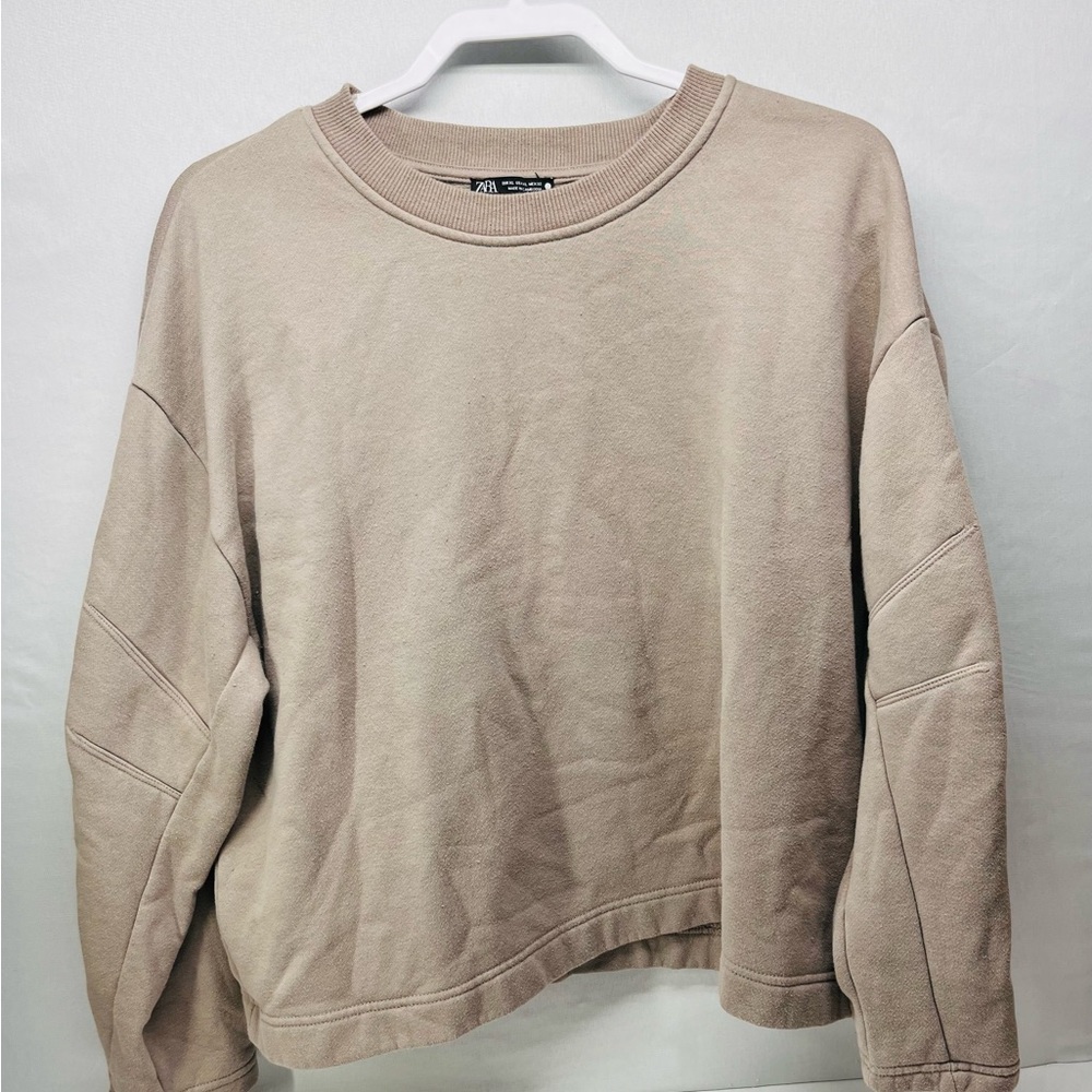Zara Men's Light Tan Crewneck‎ Sweater